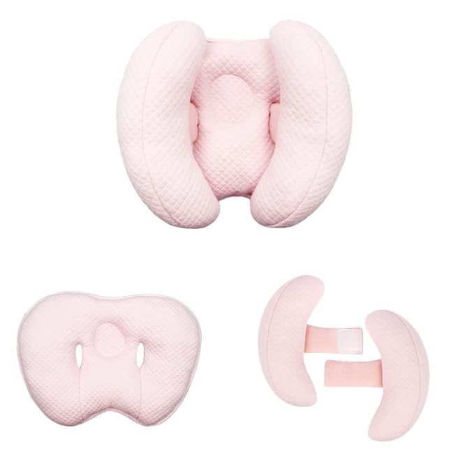 2 in 1 Baby Support Pillow, Banana Shape Baby Neck Head Travel Pillow Stroller Insert Cushion for Kids, Toddler, Pink