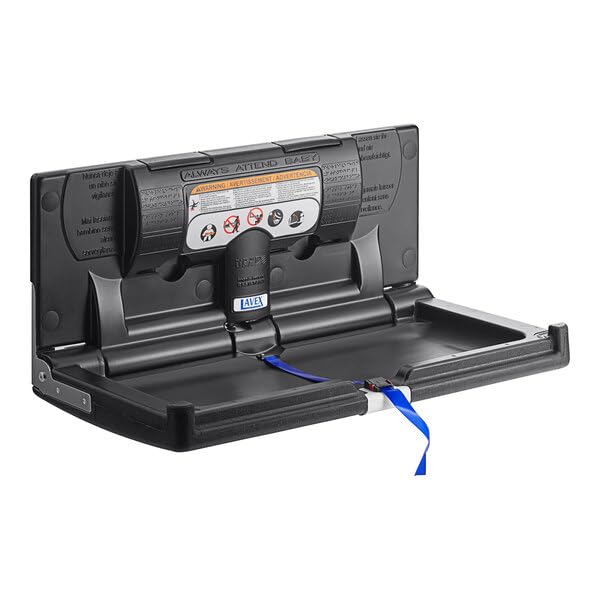 Commercial Baby Changing Station, Wall-Mount, Black, 34.25W x 15.38H inches, 50 lb Capacity