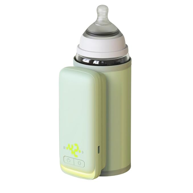 Portable Insulated Bottle Warmer, Waterless Baby Warmer, 6000mAh and 6-Level Temperature Control, Rquipped with a Small Hight Light and Temperature Bisplay, Suitable for Outdoor Travel and Home Use