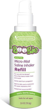 Boogie Micro-Mist Saline Inhaler Refill, Unscented, Baby Nose Congestion Relief, Nasal Spray for Kids, Pediatrician Recommended, Unscented, 2.8 oz (Pack of 1)