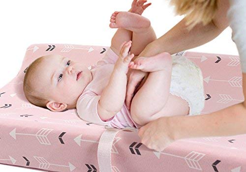 Stretchy Changing Pad Covers BROLEX 2 Pack Jersey Knit Change Pad Covers for Girls Boys,Pink & White Arrow