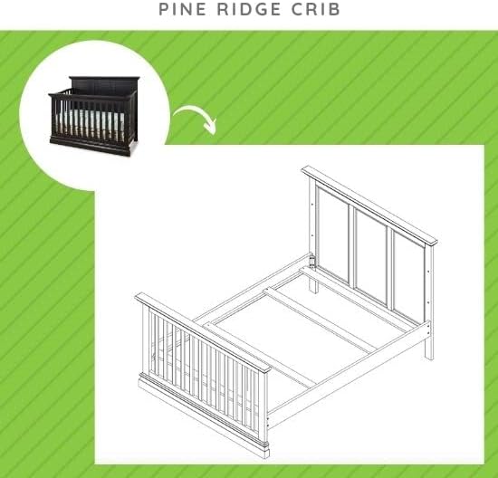 Full-Size Conversion Kit Bed Rails for Westwood Design Convertible Cribs - Solid Wood Rail - Toddler and Adult Bed Rail for Full-Size Beds - Essential Nursery & Baby Furniture (Black, Option 1)