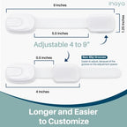 5-Pack Child Proof Cabinet Latches for Drawers, Cupboards, Fridge Toilet Seat, Dishwashers, Trash Can, Up to 37lb Pull Force - Adjustable Length, 3M Adhesive, No Drilling Child Safety Locks, White