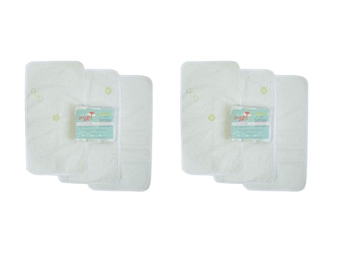 Washable Absorbent Bamboo Rayon Baby Changing Pads 6 Pack - Extra Soft Material, Reusable, Leak Proof, Stain Protective Cover- use in Diaper Bag for Traveling or in Nursery