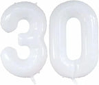 GOER Number 30 Balloons for 30th Birthday Party Decorations,42 Inch Jumbo Foil Helium Balloons for 30th Anniversary (White)