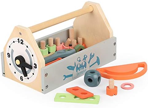 Wooden Tool Toy Toolbox Toddler Educational Construction Kids Toys Play Accessories Set Creative Gift for 3 Year Olds and Up Boys Girls