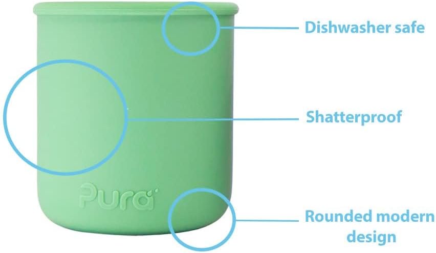 Pura my-my Silicone Sippy Cup 5oz/150ml - Training Cup, Reusable, Platinum Food Grade Medical Grade, Spill Proof Cups for Kids, Toddlers, Babies & Infants - 2-Pack Mint & Moss