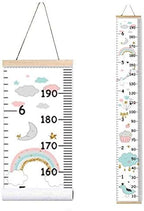 Kids Growth Chart, Wood Frame Fabric Canvas Height Measurement Ruler from Baby to Adult for Child's Room Decoration 7.9 x 79in (7.9 x 79in, Rainbow)