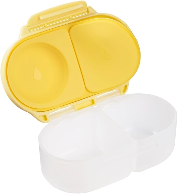 b.box Snack Box Reusable Snack Containers with Lids 2 compartments, Bento Box for kids and toddlers, Leakproof Lunch Box, BPA free and Dishwasher Safe Snack Container (Lemon Twist, 1 3/4 Cup)
