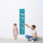 Personalized Canvas Growth Chart for Kids, Height Chart for Kids, Growth Chart Banner with Name (Sea Animal)