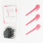 THE PONY PICK By Lolly - Ponytail Cutter Tool for Kids & Toddlers - Easy to Use, Pain-Free, No Hair Damage (3 Packs with 50 Hair Elastics) (Black)
