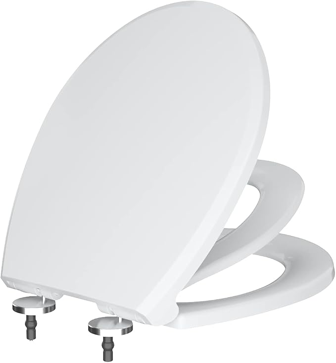 R&T Round Toilet Seat with Built in Potty Training Seat, Slow Close Toddler Seat Fits both Adult and Child, Easy To Install & Clean