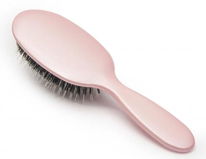 Rock & Ruddle Soft White Natural Boar Bristle Hairbrush for Babies and Young Children | Perfect for Fine Hair Detangling and Smoothing - Rose Gold