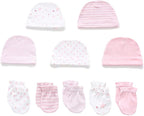 Newborn Baby Boy Girl Caps Mittens Socks Set Cotton Baby Essentials Accessories (Hats+Gloves+Socks)