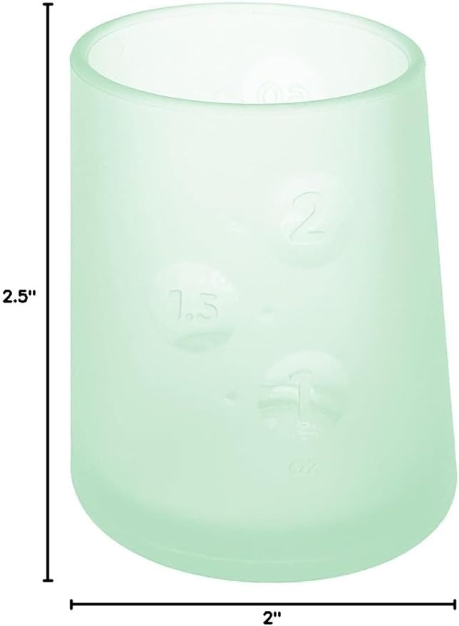 Olababy First Cup | Clear Sense 100% Silicone Infant Trainer Cup | 2oz Medicine Cup for Newborn | Non-Slip & Sloping Design for Tiny Hands & Baby Led Weaning (Mint, 1 Cup)