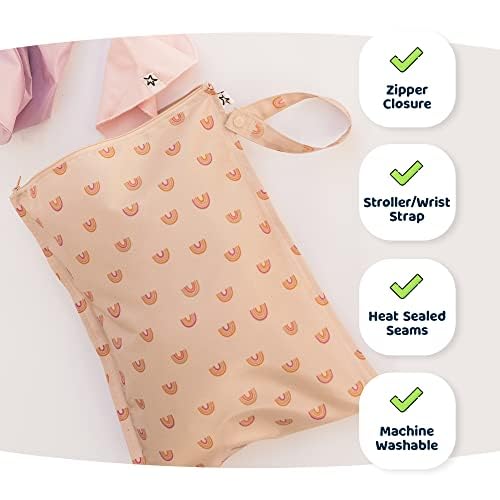 Tiny Twinkle Mess-Proof Waterproof Wet Dry Bag | 2-Pack Reusable Wet Bags for Swimsuits & Baby Clothes | Leakproof Wet Bag for Travel & Diaper Changes for Baby (Blue Floral)