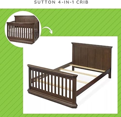 Full-Size Conversion Kit Bed Rails for Sorelle Convertible Cribs - Solid Wood Rail - Toddler and Adult Bed Rail for Full-Size Beds - Essential Nursery & Baby Furniture (Model #215, Chocolate)