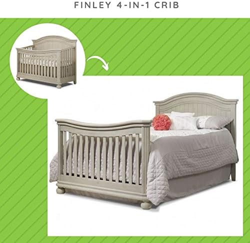 Full-Size Conversion Kit Bed Rails for Sorelle Convertible Cribs - Solid Wood Rail - Toddler and Adult Bed Rail for Full-Size Beds - Essential Nursery & Baby Furniture (Model #215, Heritage Fog)