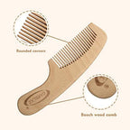 Baby Hair Brush & Comb Set, Organic Wooden Hairbrush Natural Goat Bristles 3-Piece for Newborns & Toddlers, Ideal for Cradle Cap & Itching, Perfect Shower and Registry Gift for Infant, Toddler, Kids