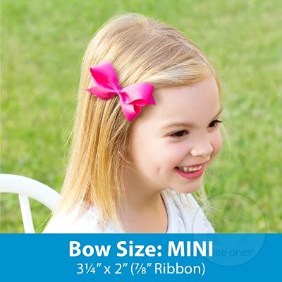 Wee Ones Girls' Plain Wrap Classic Grosgrain Hair Bows on a WeeStay No-Slip Hair Clip, Handmade, Mini, Old Gold