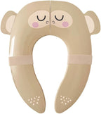 Hippypotamus Travel Potty Seat for Toddler - Folding Potty Training Seat - Portable Toilet Seat Cover for Baby & Kids (BEIGE Monkey)