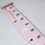Kids Growth Chart, Wood Frame Fabric Canvas Height Measurement Ruler from Baby to Adult for Child's Room Decoration 7.9 x 79in (7.9 x 79in, Pink - Cloud)