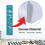 Personalized Canvas Growth Chart for Kids, Height Chart for Kids, Growth Chart Banner with Name (Sea Animal)