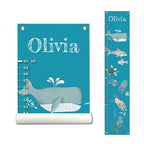 Personalized Canvas Growth Chart for Kids, Height Chart for Kids, Growth Chart Banner with Name (Sea Animal)