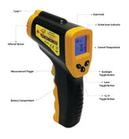 Infrared Thermometer Gun - Digital Food & Surface Temp Gun (-58F to 1022F) for Pizza Oven, Grill, Meat, HVAC, Engine