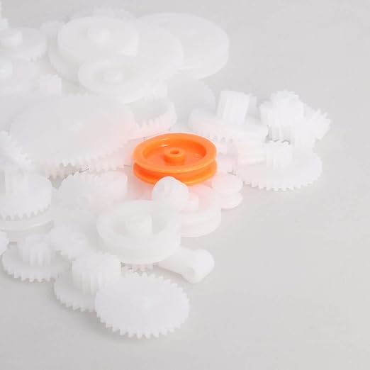 Fielect 64 Type Plastic Gears Kit Plastic Gears Plastic Crown Gear Single Double Reduction Gear Worm Gear for DC Motor DIY Model Toys 1Pcs