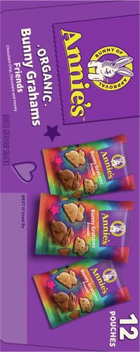 Annie's Organic Friends Bunny Grahams, Chocolate Chip, Chocolate, and Honey Baked Graham Snacks, 12 Pouches, 12 oz (Pack of 2)