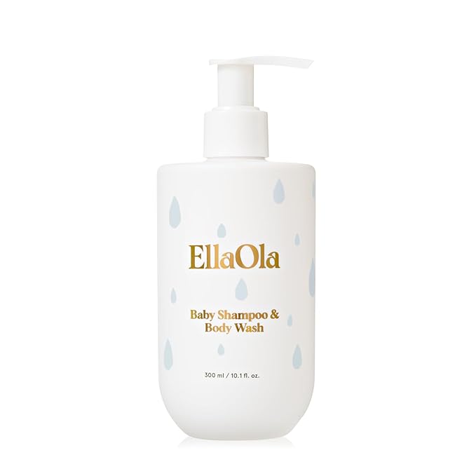 ELLAOLA Tear Free Baby Shampoo & Body Wash - Organic, Hypoallergenic Baby + Kid Soap Hydrates & Nourishes While Gently Cleansing Sensitive Skin, Fragrance Free | 10.1 fl. oz.