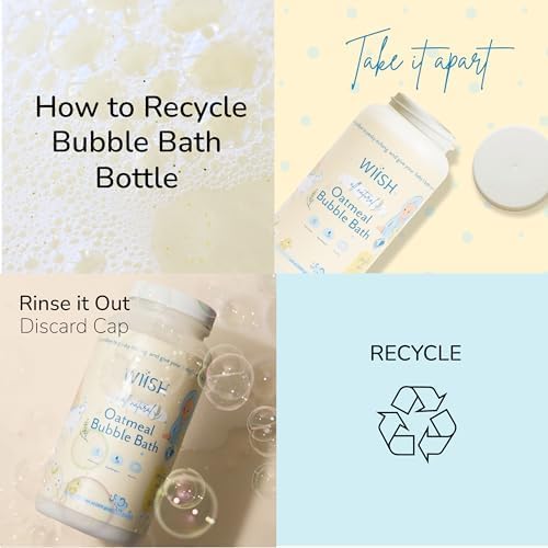 WIISH Baby Oatmeal Bubble Bath - Baby Bubble Bath for Sensitive Skin with 30% Colloidal Oatmeal | Aloe vera powder + Lavender powder Healing Ingredient, soothing Itchiness, Rashes, Dryness 32oz (520g)