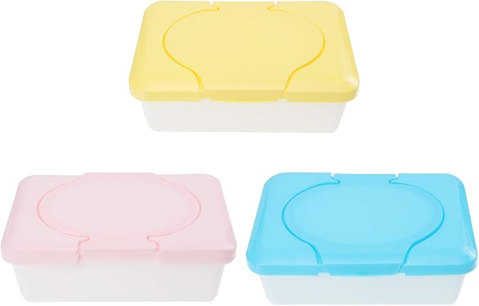 Baby Wipes Dispenser Baby Wips 3pcs Refillable Wipes s Holders s Tissue Cases Travel s(Random Color)