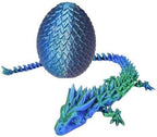 Articulated Dragon With Egg - 20" - Blue/Green With Blue Egg - 3D Printed Dragon With Egg - Fidget Dragon Egg & 3D Dragon - Toy Dragon Eggs With Figures - Fidget Toys