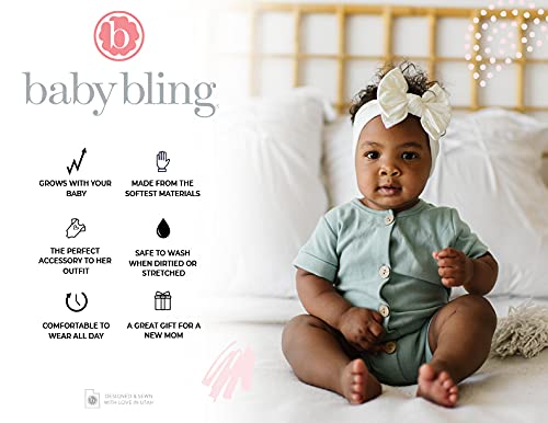 Baby Bling Bows - Newborn to Little Baby Girl Bows, 3PK CLASSIC KNOT Nylon Super Soft Stretchy Toddler Headbands, Perfect Hair Accessories Head Bands for Infant Kids, Made in the USA