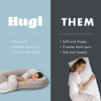 Plufl Hugl Cooling Body Pillow for Adults Made with Memory Foam | U Shaped Maternity Pillows Great for Side Sleepers & Pregnant Women | Washable Cover | White