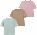 Baby Boys Girls Cotton T-Shirts 3Pack Solid Color Short Sleeve Tee Summer Crewneck Tops for Toddler Kids