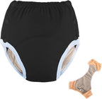 WEEOATAR Unisex Reusable Adult Cloth Diaper, Washable Swim Nappies, Adjustable Incontinence Cloth Diaper with Snaps, Underwear for Elderly Disability, Postpartum (Black, XXXL)