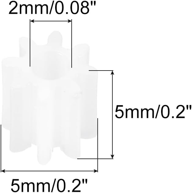 MECCANIXITY 30 Pcs Plastic Gears 8 Teeth Plastic Motor Gear Model 82A Reduction Gear for RC Car Model DIY Robot (White, Module 0.5)
