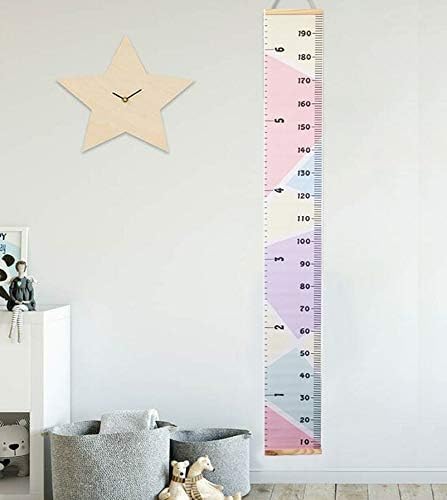 Kids Growth Chart, Wood Frame Fabric Canvas Height Measurement Ruler from Baby to Adult for Child's Room Decoration 7.9 x 79in (7.9 x 79in, Colorful)