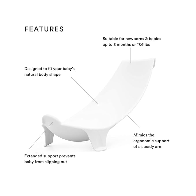 Stokke Flexi Bath Newborn Support, White - Best for Babies Up to Eight Months or 17.6 lbs - Lightweight, Convenient, Comfortable & Safe