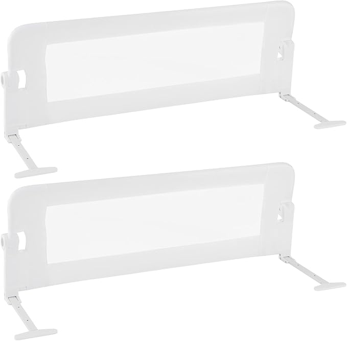 HONEY JOY Bed Rail for Toddlers, Extra Long, Foldable Portable Swing Down Safety Bed Guard Rail, Toddler Bed Rails for Crib, King Queen Full Twin Size Bed Mattress (White, 2 Pack, 47 Inch)