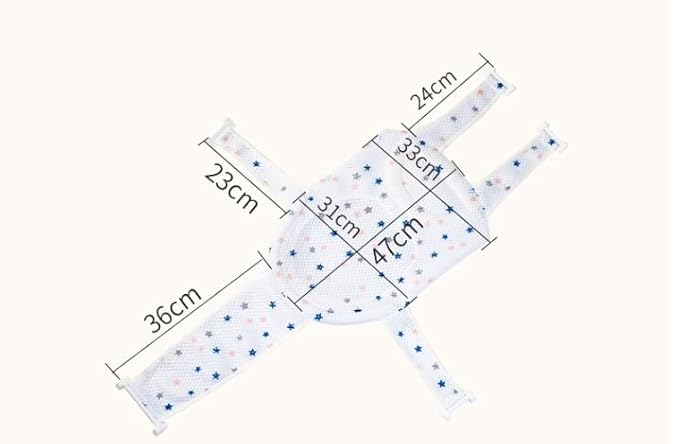 Breathable Mesh Newborn Baby Bath Mat Floating Foam Baby Tub Pillow Adjustable Non-Slip Bath Seat Pad Bath Cushion for Bathtub for 0-18 Months (Style 2-Blue(mesh)) (White)