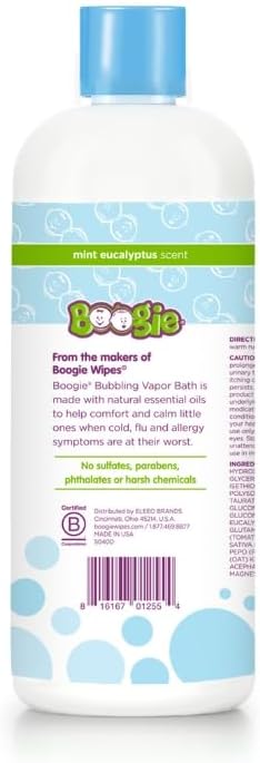 Boogie Kids Botanical Bubble Bath, Soothing Vapor, Made with Plant and Oat Extracts, Natual Essential Oils, Mint Eucalyptus, 18 oz (Pack of 2)