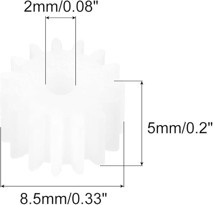 MECCANIXITY 30 Pcs Plastic Gears 15 Teeth Plastic Motor Gear Model 152A Reduction Gear for RC Car Model DIY Robot (White, Module 0.5)