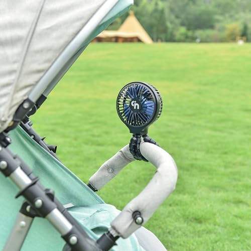 HomeLifairy Portable Stroller Fan, USB or Rechargeable Battery Operated with 3 Speeds and 360°Rotate, Cooling Clip On for Baby Crib Travel Car Seat Black