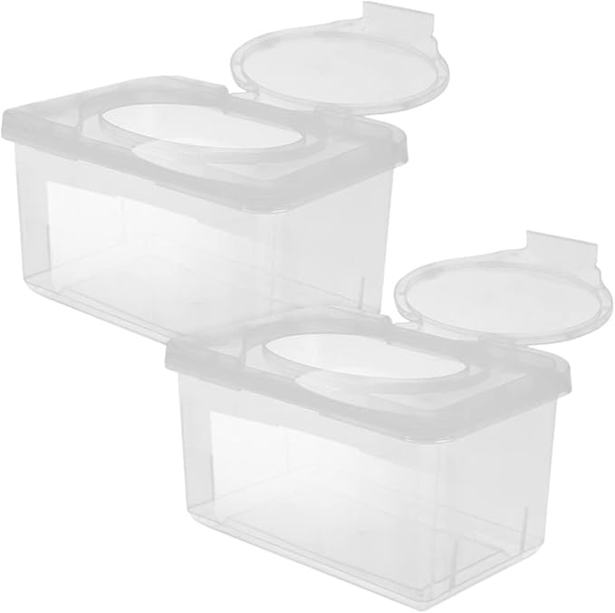 2pcs Refillable Wipe Container Wipes Dispenser Wipes Case Sealed Keeps Wet Tissue Case Holders for Home Office