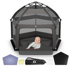 Pop-Up Playpen for Babies & Toddlers Foldable with Canopy (UPF 50), Self-Inflating Playmat, Wind Shade & Carry Bag Durable Baby Beach Tent, Outdoor