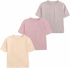 Baby Boys Girls Cotton T-Shirts 3Pack Solid Color Short Sleeve Tee Summer Crewneck Tops for Toddler Kids